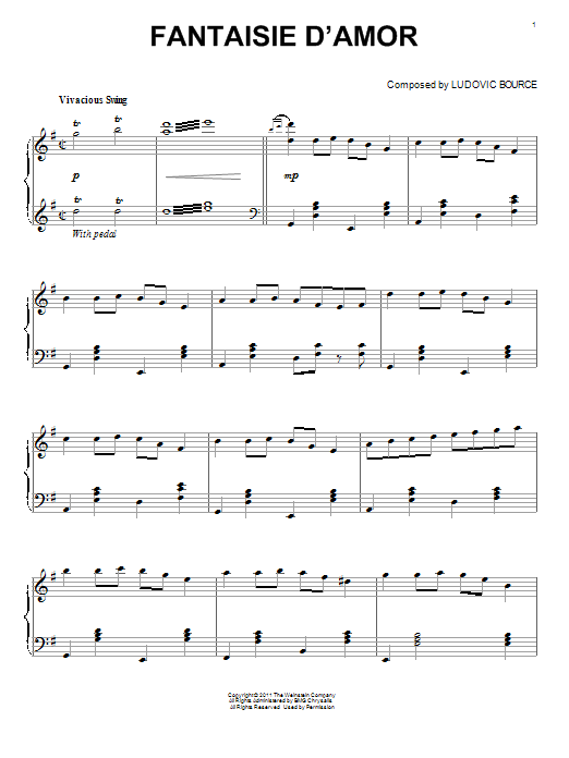 Learn to play Ludovic Bource Fantaisie D'Amor sheet music for Piano Solo in minutes. Price: 7.8900$ Ludovic Bource Fantaisie D'Amor sheet music notes and chords arranged for Piano Solo