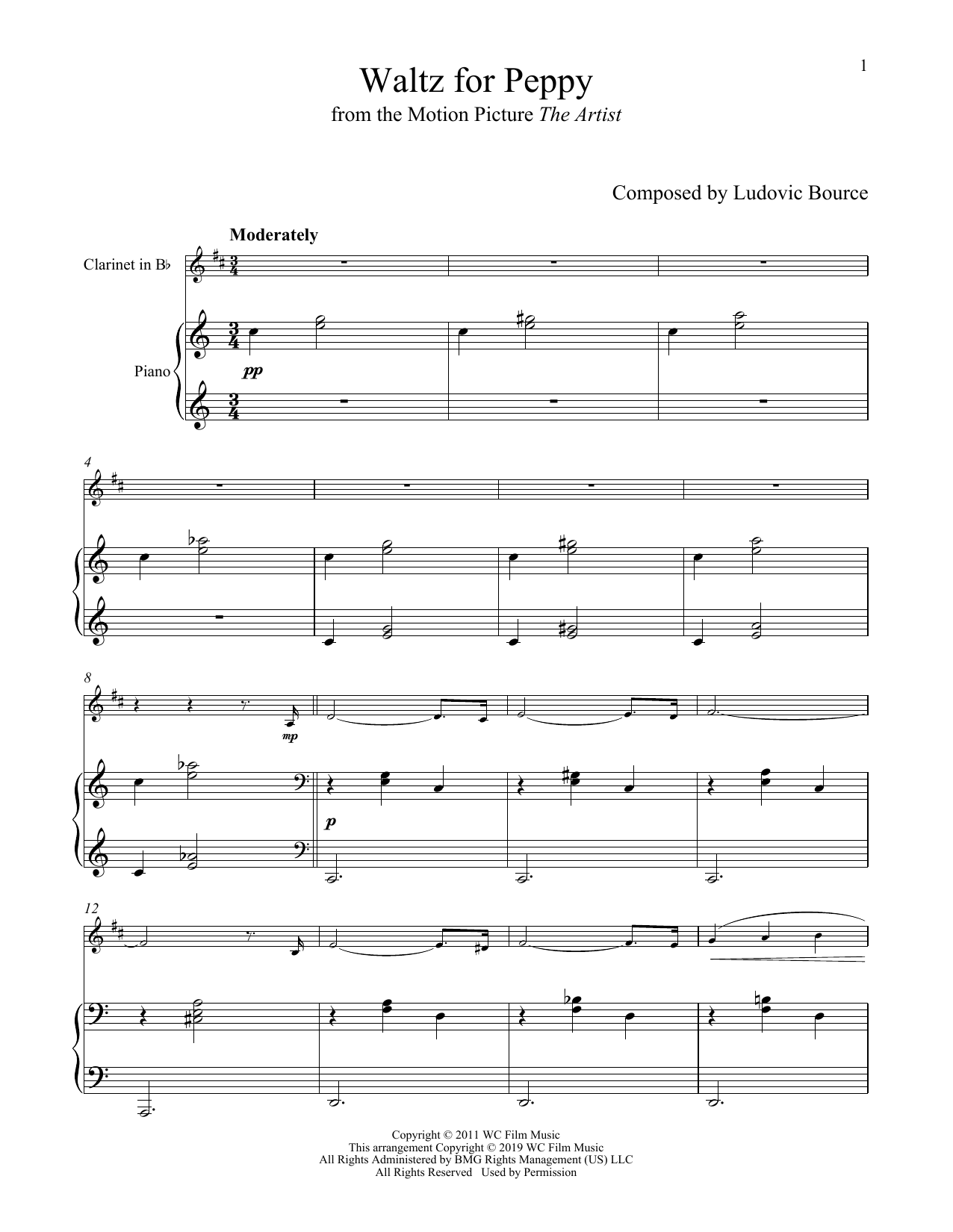 Ludovic Bource Waltz For Peppy (from The Artist) sheet music notes and chords. Download Printable PDF.