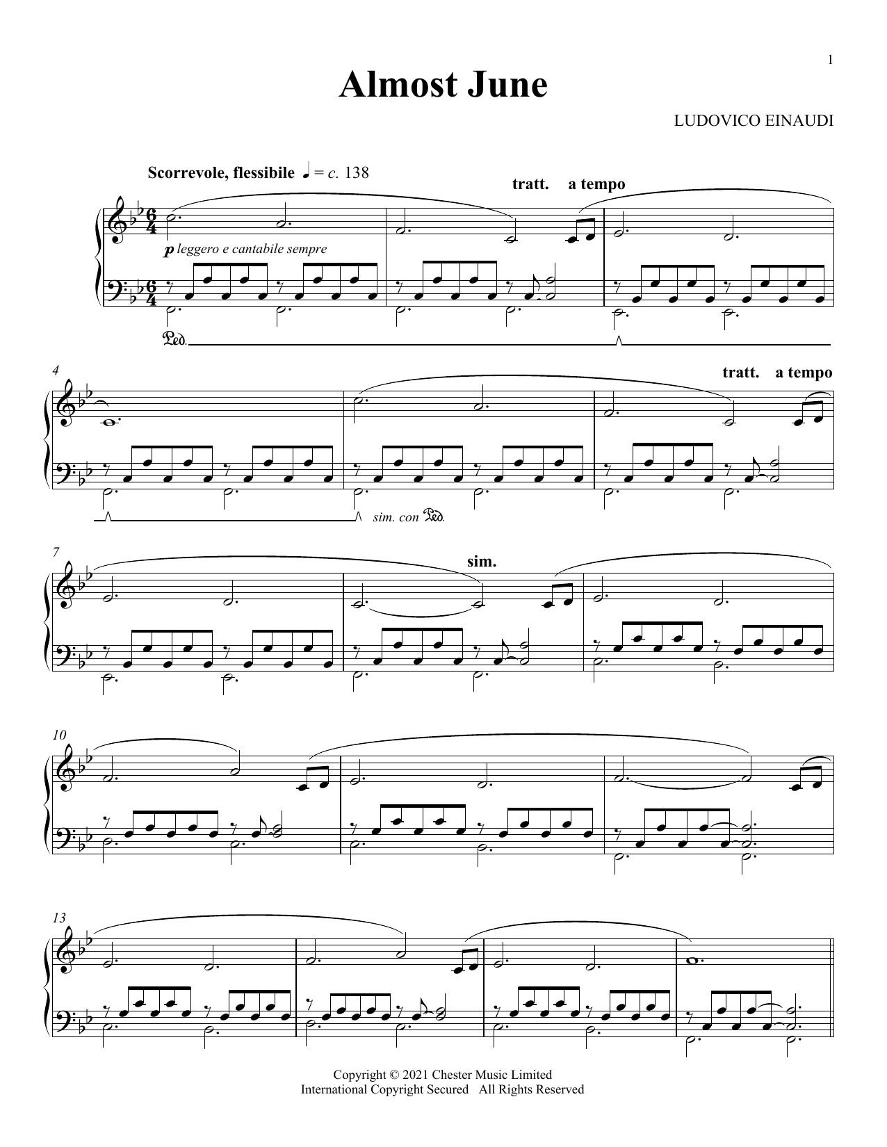 Ludovico Einaudi Almost June sheet music notes and chords. Download Printable PDF.