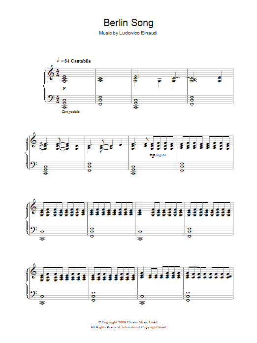 Ludovico Einaudi Berlin Song sheet music notes and chords. Download Printable PDF.