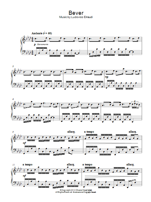 Ludovico Einaudi Bever sheet music notes and chords. Download Printable PDF.