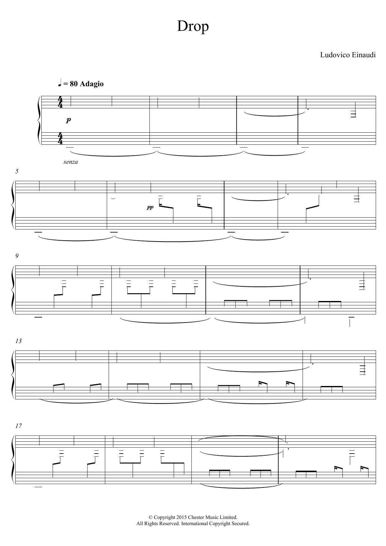 Learn to play Ludovico Einaudi Drop sheet music for Piano Solo in minutes. Price: 7.8900$ Ludovico Einaudi Drop sheet music notes and chords arranged for Piano Solo