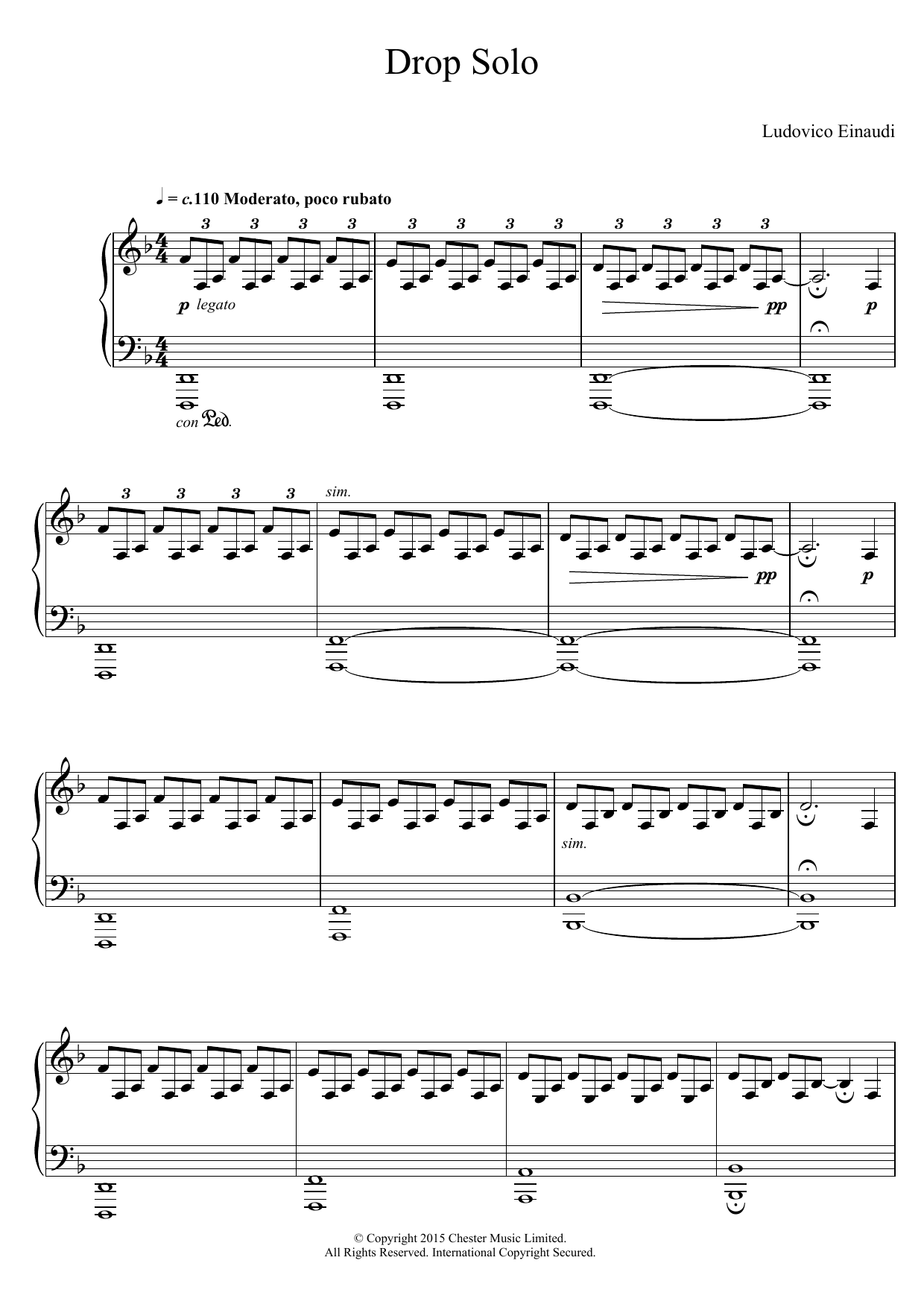 Ludovico Einaudi Drop Solo sheet music notes and chords. Download Printable PDF.