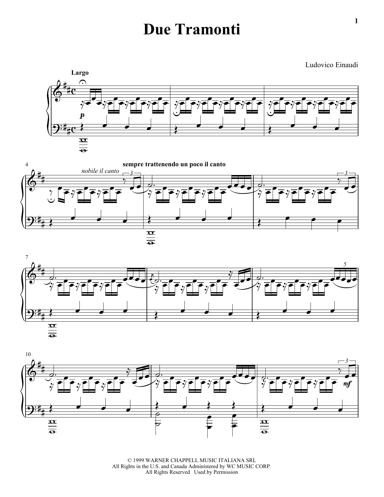 Ludovico Einaudi Due Tramonti sheet music notes and chords. Download Printable PDF.