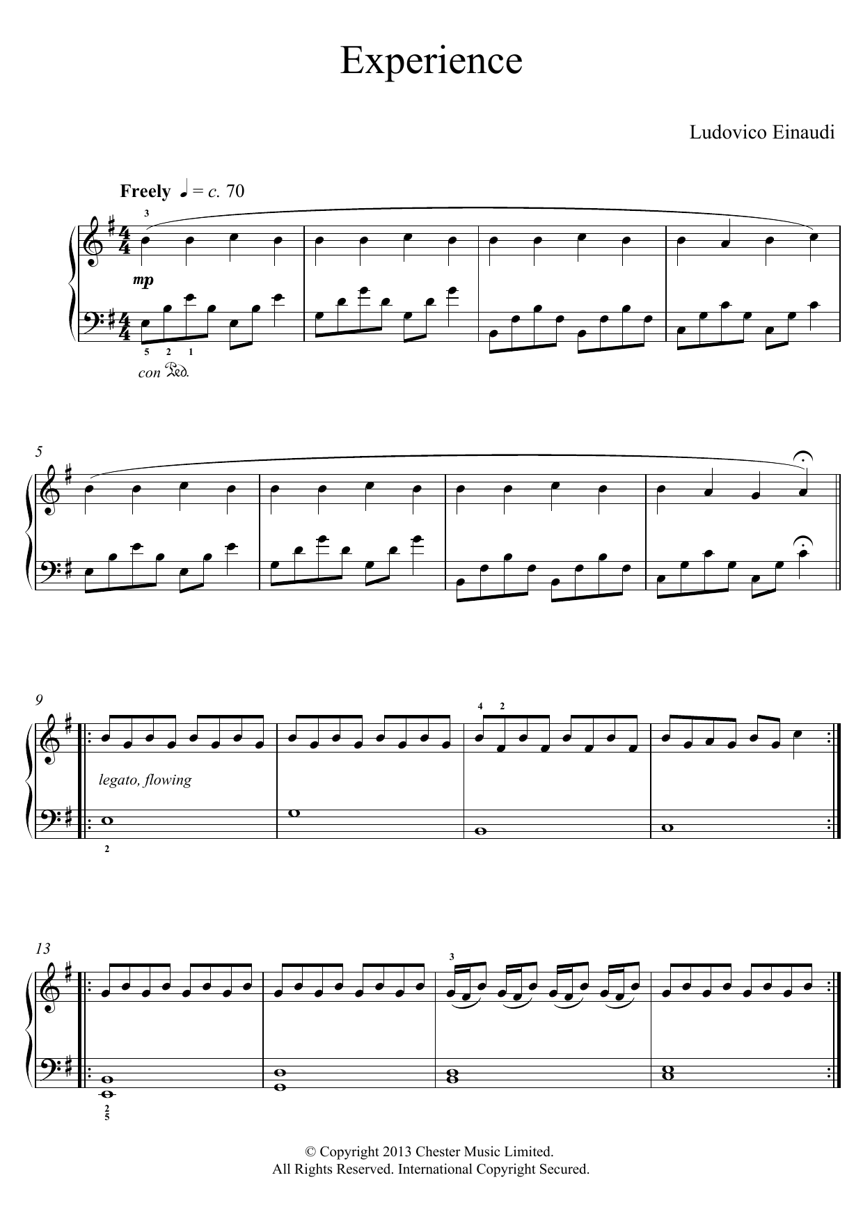 Ludovico Einaudi Experience sheet music notes and chords. Download Printable PDF.