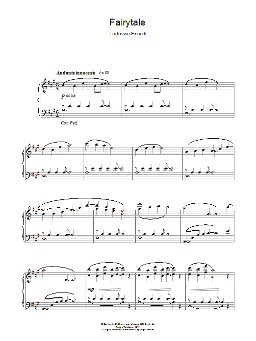 Ludovico Einaudi Fairytale sheet music notes and chords. Download Printable PDF.