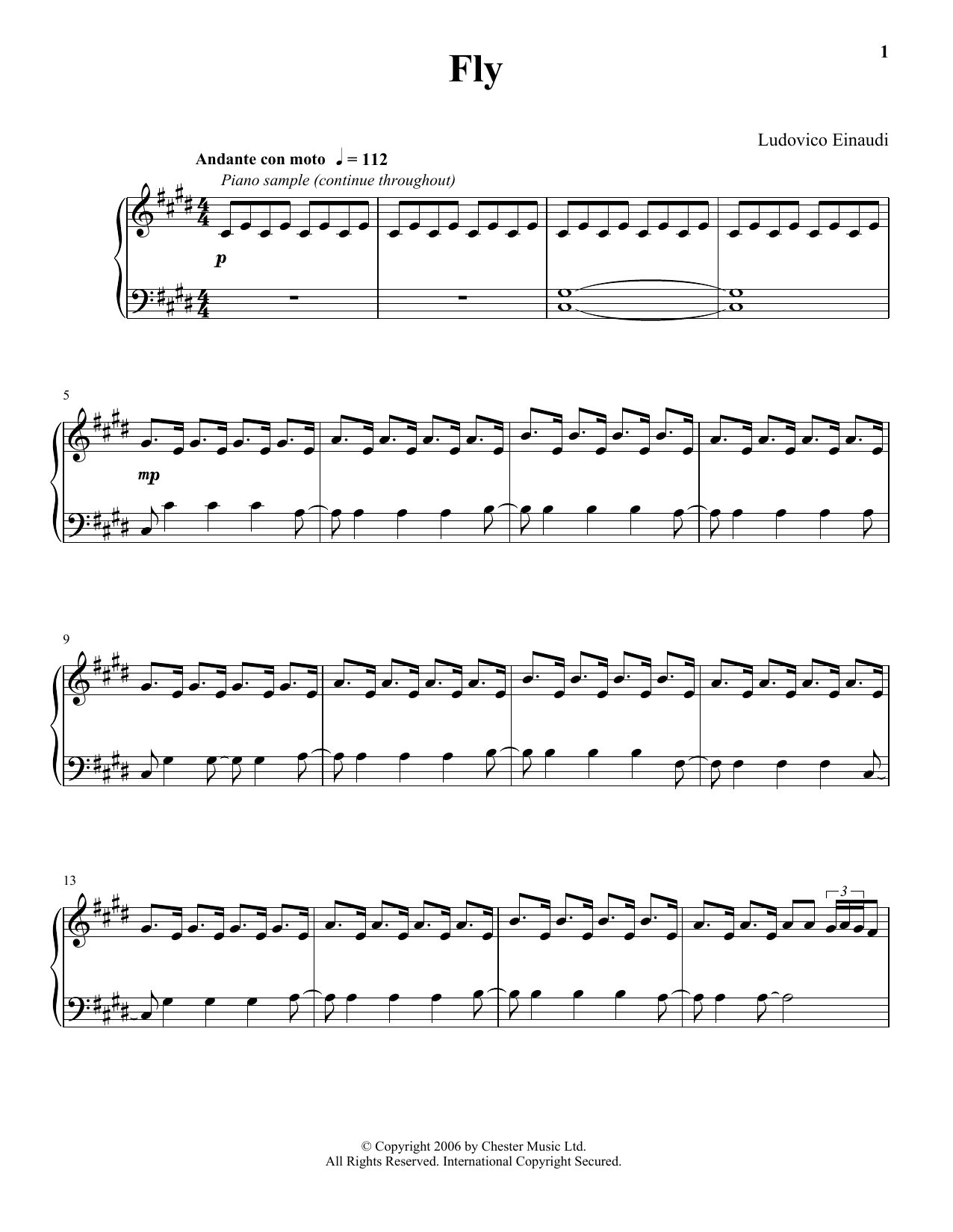 Ludovico Einaudi Fly sheet music notes and chords. Download Printable PDF.