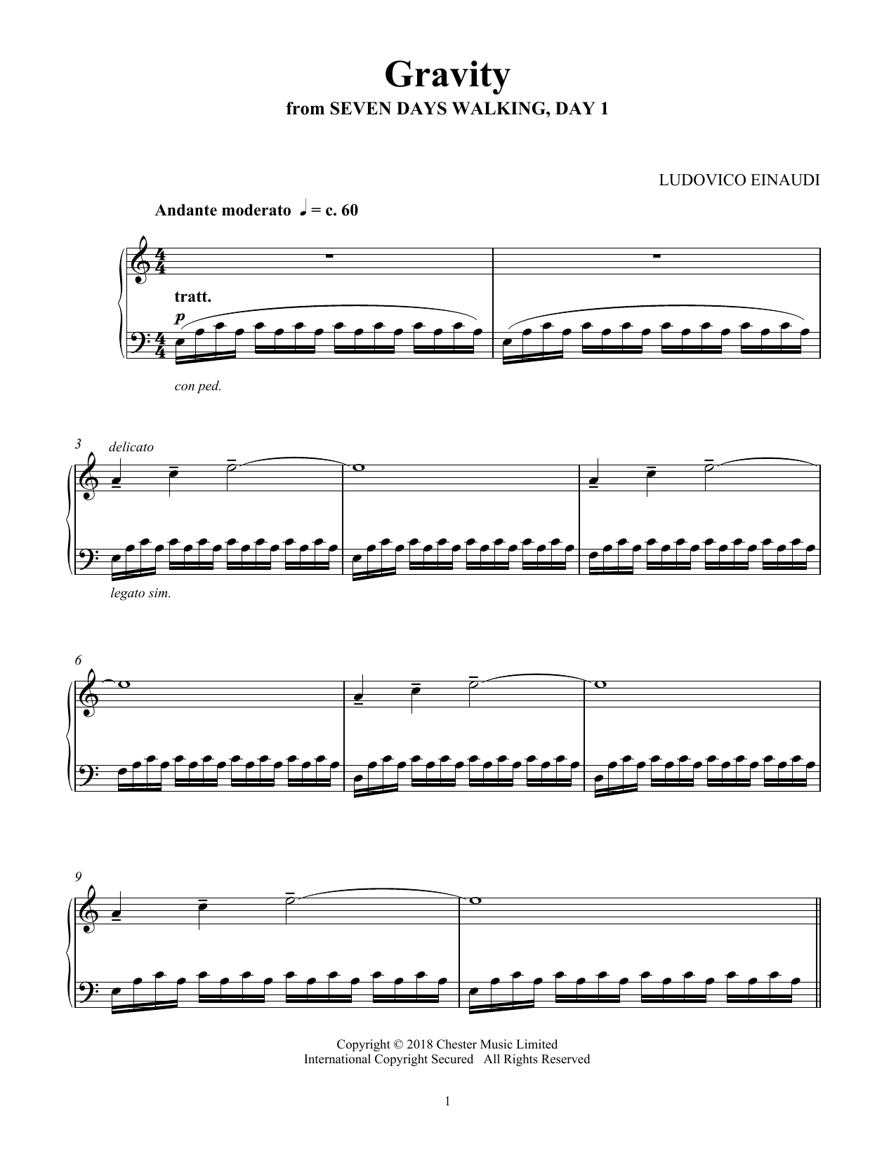 Learn to play Ludovico Einaudi Gravity (from Seven Days Walking: Day 1) sheet music for Piano Solo in minutes. Price: 6.9900$ Ludovico Einaudi Gravity (from Seven Days Walking: Day 1) sheet music notes and chords arranged for Piano Solo