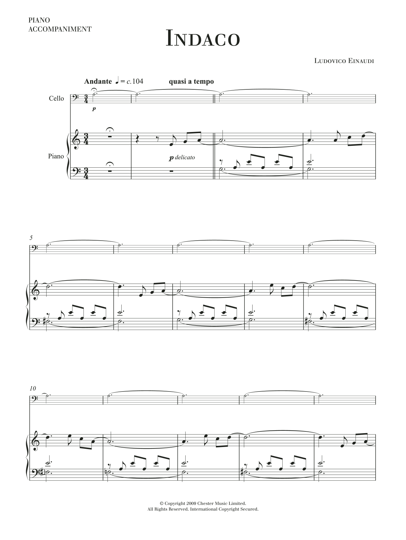 Ludovico Einaudi Indaco sheet music notes and chords. Download Printable PDF.