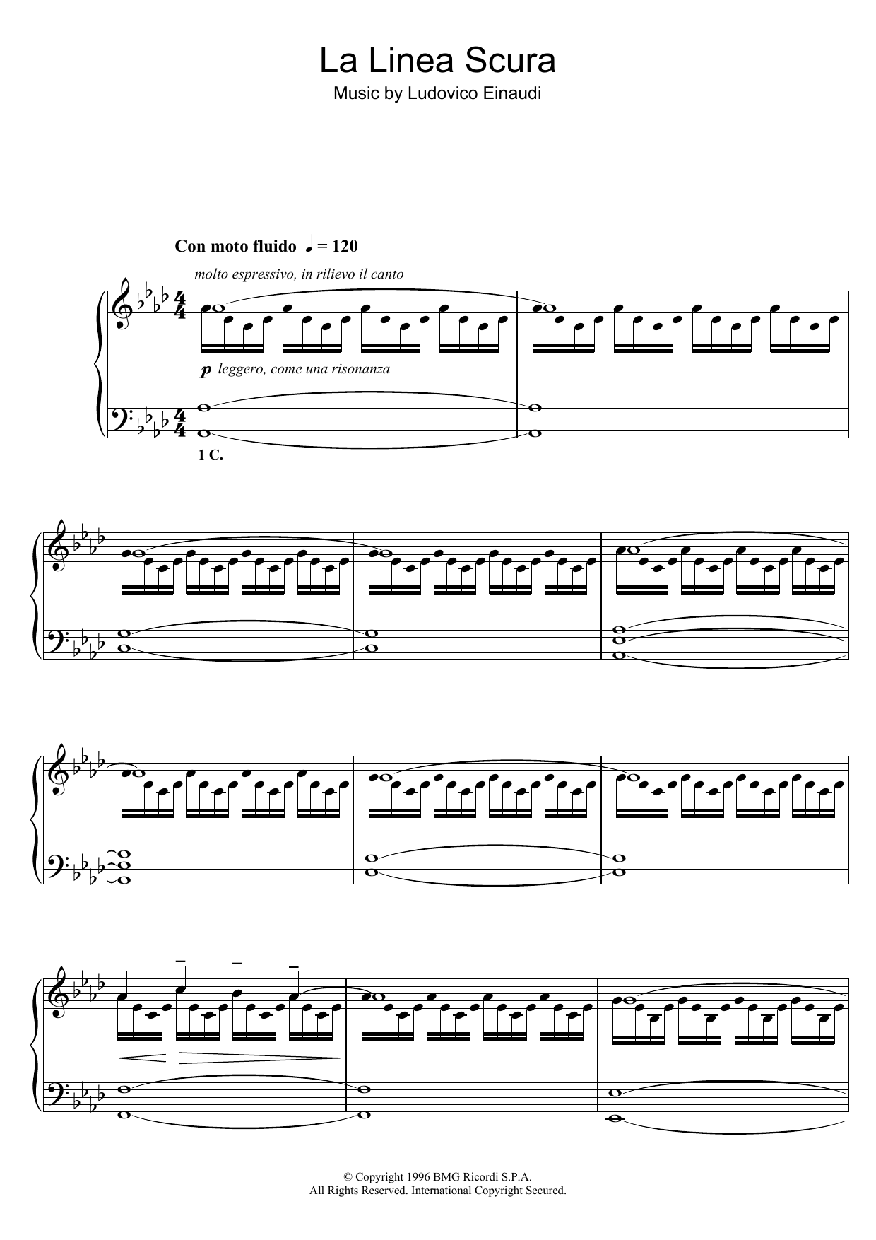 Ludovico Einaudi La Linea Scura sheet music notes and chords. Download Printable PDF.