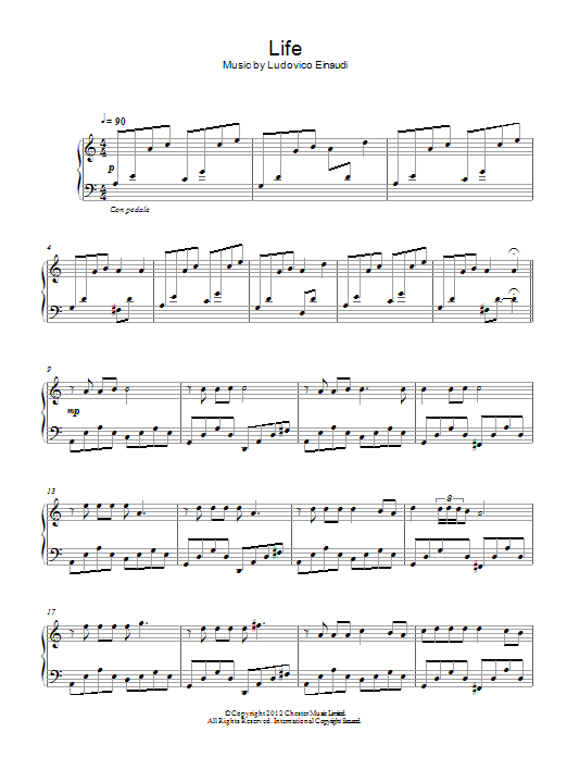 Learn to play Ludovico Einaudi Life sheet music for Piano Solo in minutes. Price: 7.8900$ Ludovico Einaudi Life sheet music notes and chords arranged for Piano Solo