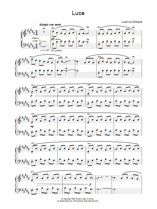 Learn to play Ludovico Einaudi Luce sheet music for Piano Solo in minutes. Price: 7.8900$ Ludovico Einaudi Luce sheet music notes and chords arranged for Piano Solo