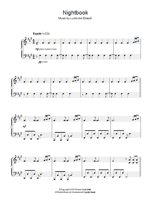 Ludovico Einaudi Nightbook sheet music notes and chords. Download Printable PDF.