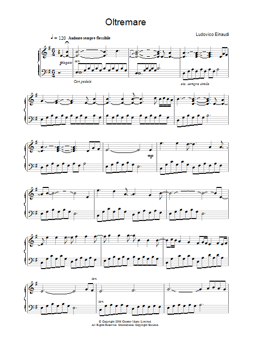 Ludovico Einaudi Oltremare sheet music notes and chords. Download Printable PDF.