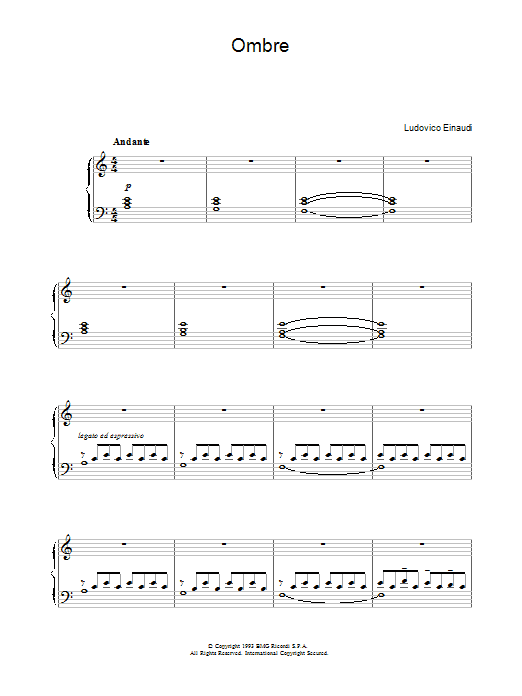 Learn to play Ludovico Einaudi Ombre sheet music for Piano Solo in minutes. Price: 7.8900$ Ludovico Einaudi Ombre sheet music notes and chords arranged for Piano Solo