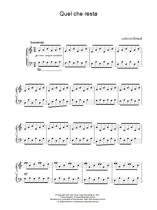 Ludovico Einaudi Quel Che Resta sheet music notes and chords. Download Printable PDF.