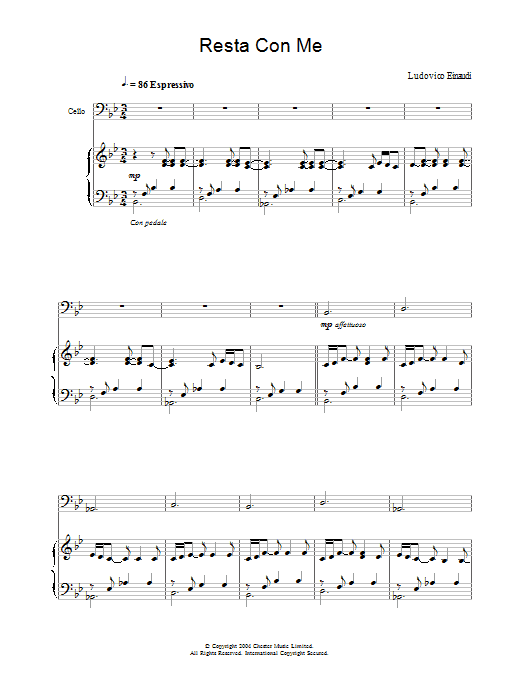 Ludovico Einaudi Resta Con Me sheet music notes and chords arranged for Piano Solo