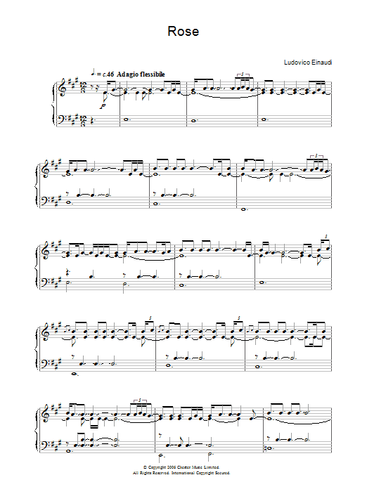 Learn to play Ludovico Einaudi Rose sheet music for Piano Solo in minutes. Price: 7.8900$ Ludovico Einaudi Rose sheet music notes and chords arranged for Piano Solo