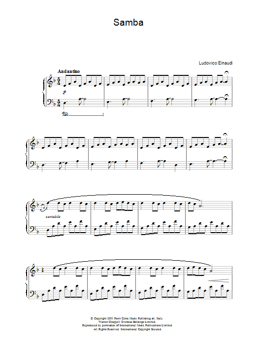 Ludovico Einaudi Samba sheet music notes and chords. Download Printable PDF.