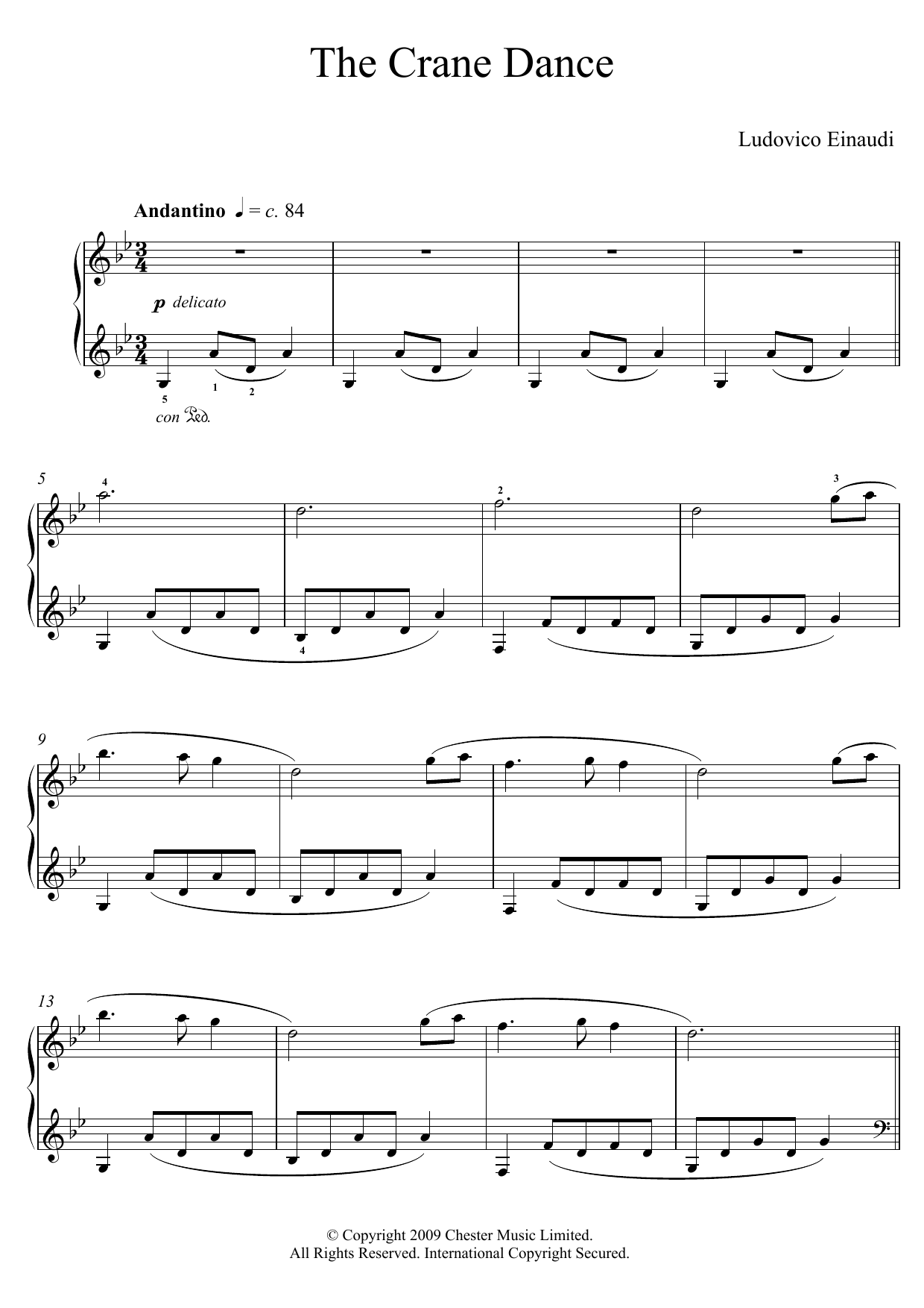 Ludovico Einaudi The Crane Dance sheet music notes and chords. Download Printable PDF.