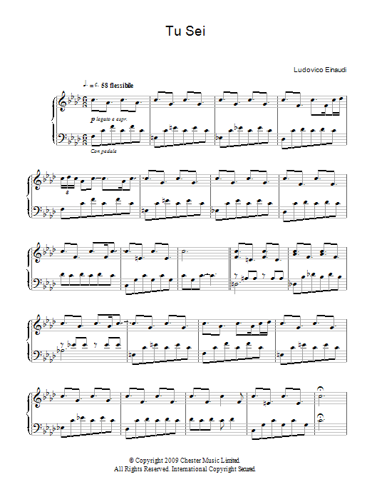 Ludovico Einaudi Tu Sei sheet music notes and chords. Download Printable PDF.