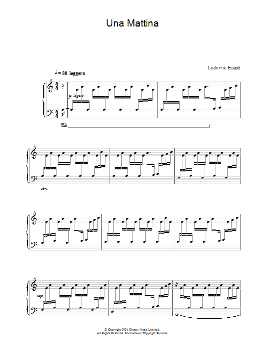 Ludovico Einaudi Una Mattina sheet music notes and chords. Download Printable PDF.