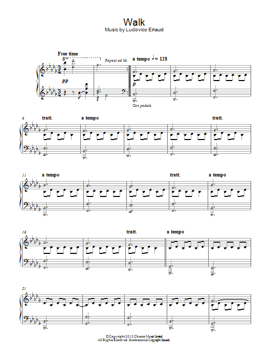 Ludovico Einaudi Walk sheet music notes and chords. Download Printable PDF.