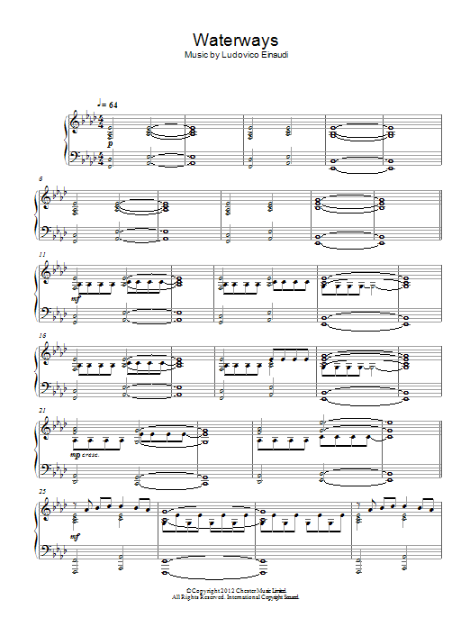 Ludovico Einaudi Waterways sheet music notes and chords. Download Printable PDF.