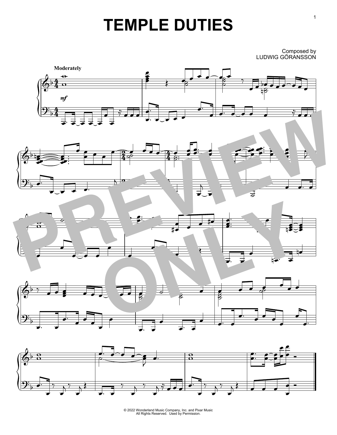Learn to play Ludwig Göransson Temple Duties (from Turning Red) sheet music for Piano Solo in minutes. Price: 7.8900$ Ludwig Göransson Temple Duties (from Turning Red) sheet music notes and chords arranged for Piano Solo