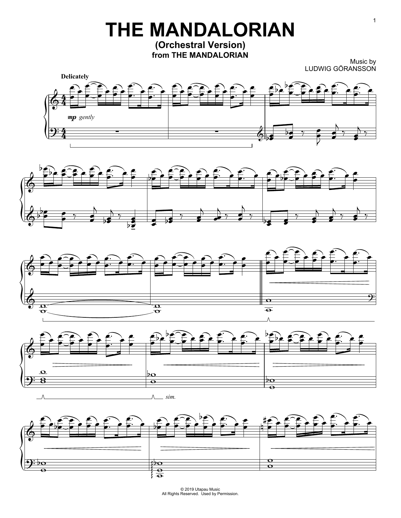 Learn to play Ludwig Goransson The Mandalorian (Orchestral Version) (from Star Wars: The Mandalorian) sheet music for Piano Solo in minutes. Price: 7.8900$ Ludwig Goransson The Mandalorian (Orchestral Version) (from Star Wars: The Mandalorian) sheet music notes and chords arranged for Piano Solo