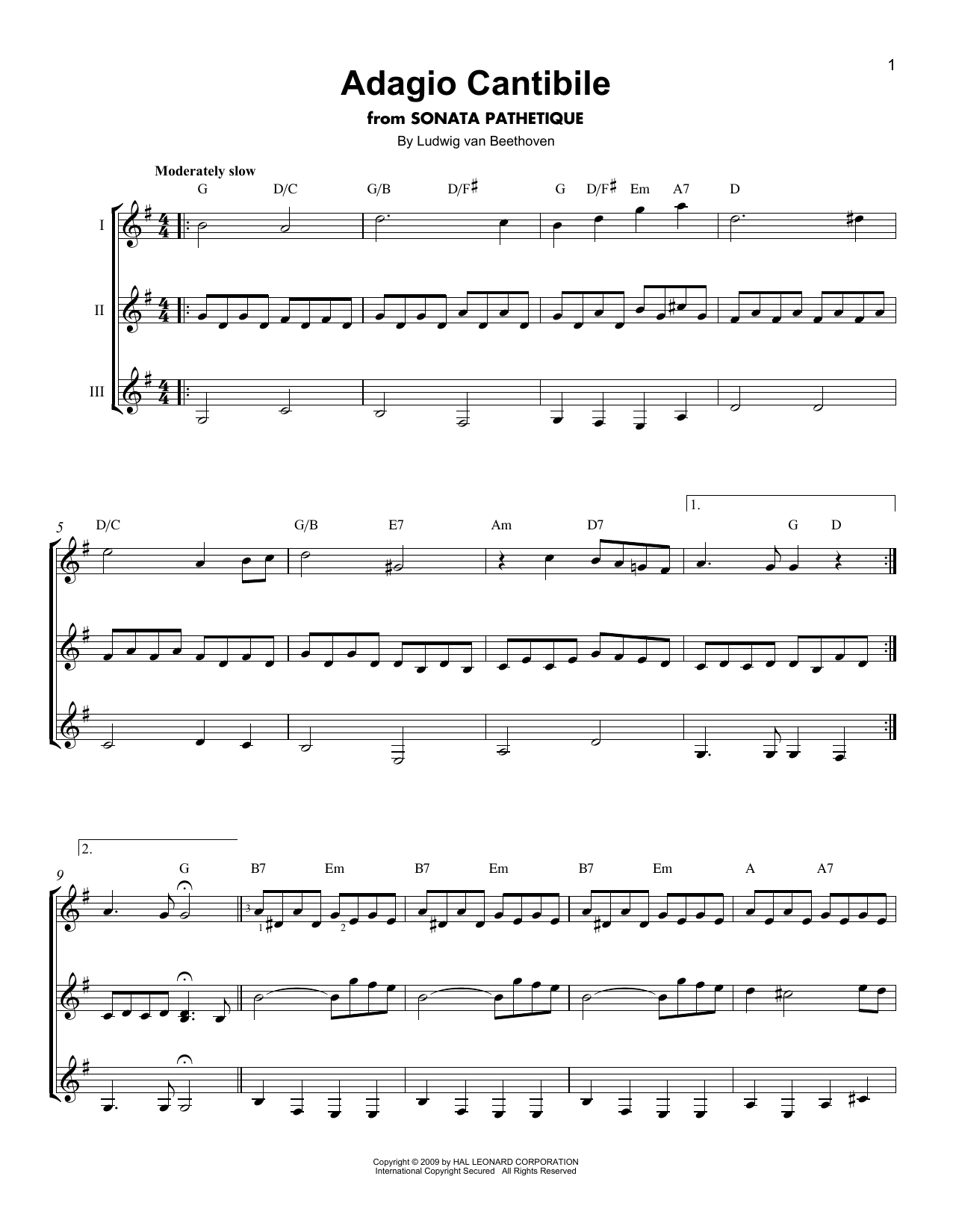 Ludwig van Beethoven Adagio Cantabile sheet music notes and chords. Download Printable PDF.