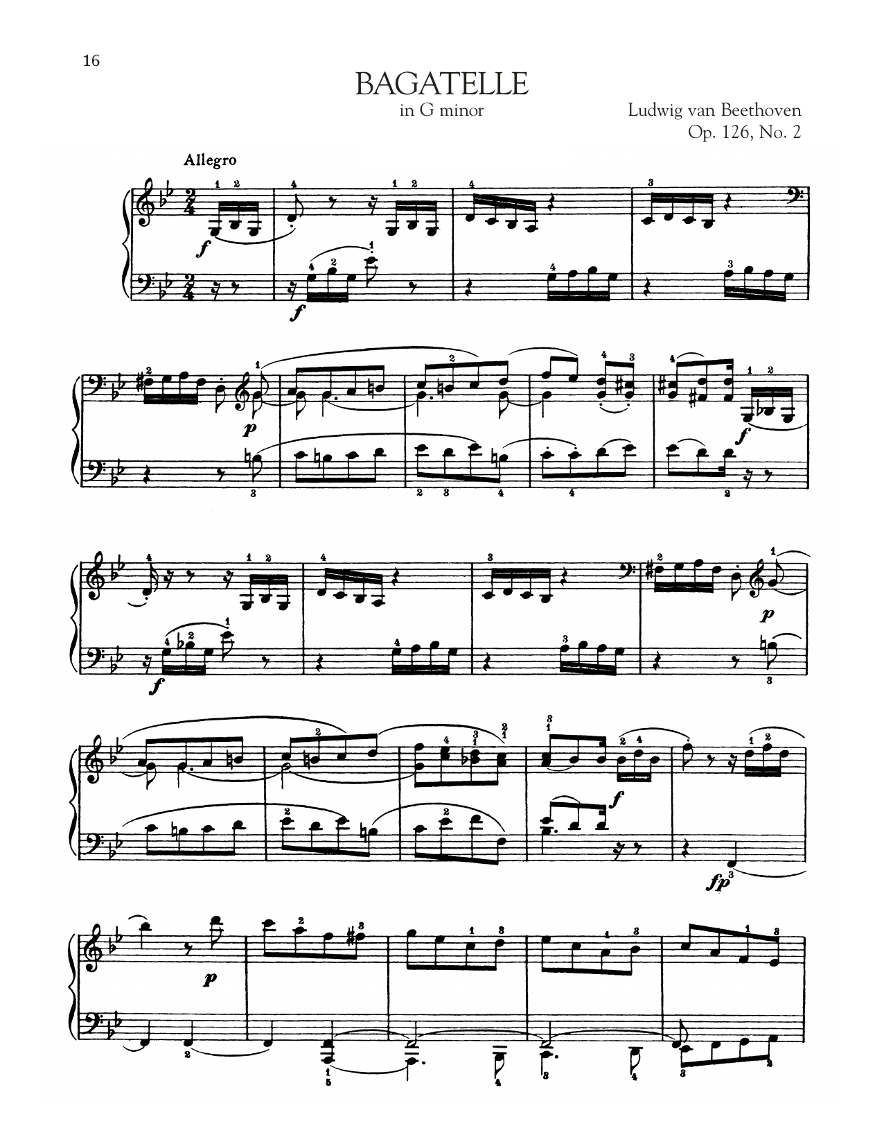 Ludwig van Beethoven Bagatelle In G Minor, Op. 126, No. 2 sheet music notes and chords. Download Printable PDF.