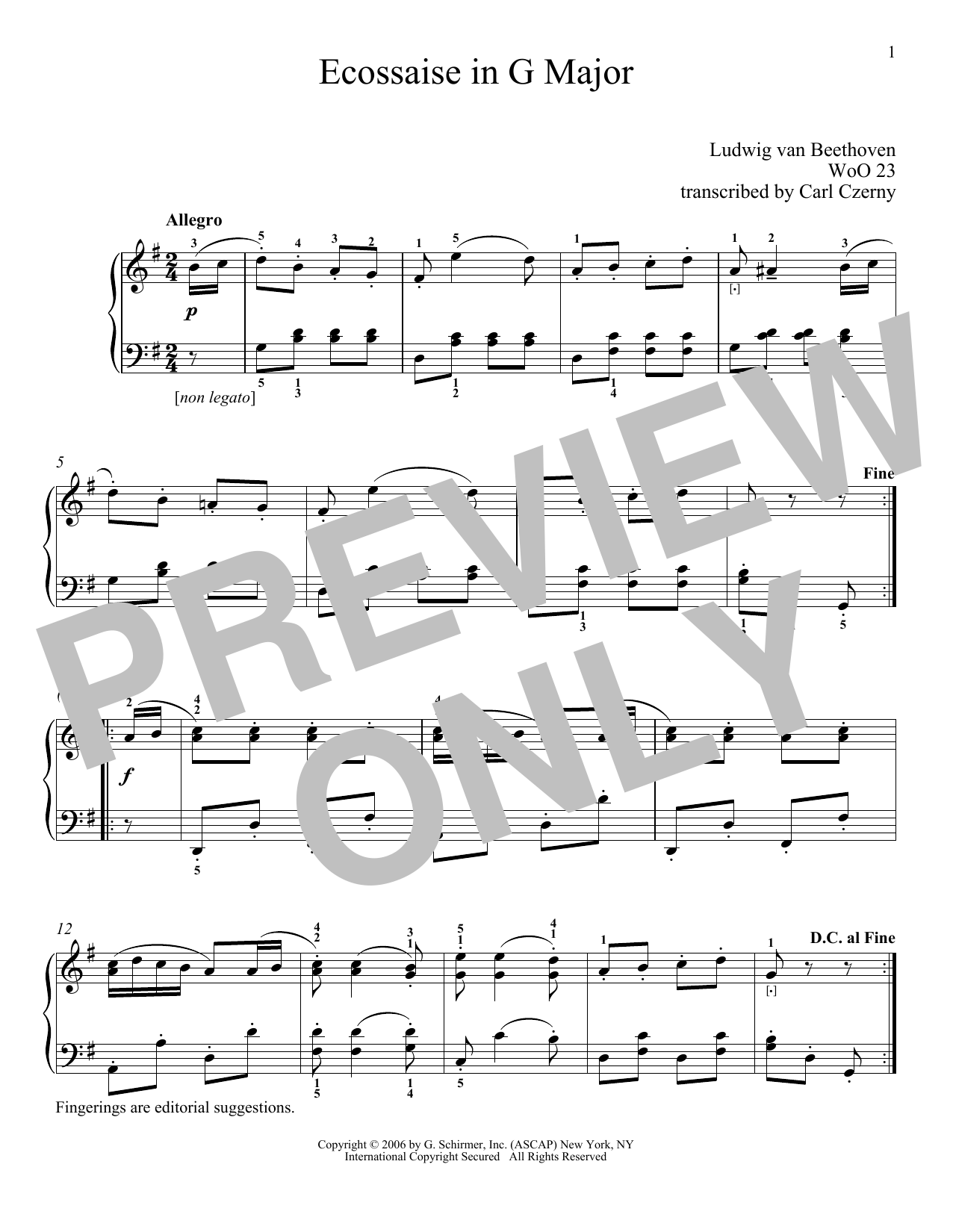 Ludwig van Beethoven Ecossaise In G Major, WoO 23 sheet music notes and chords. Download Printable PDF.