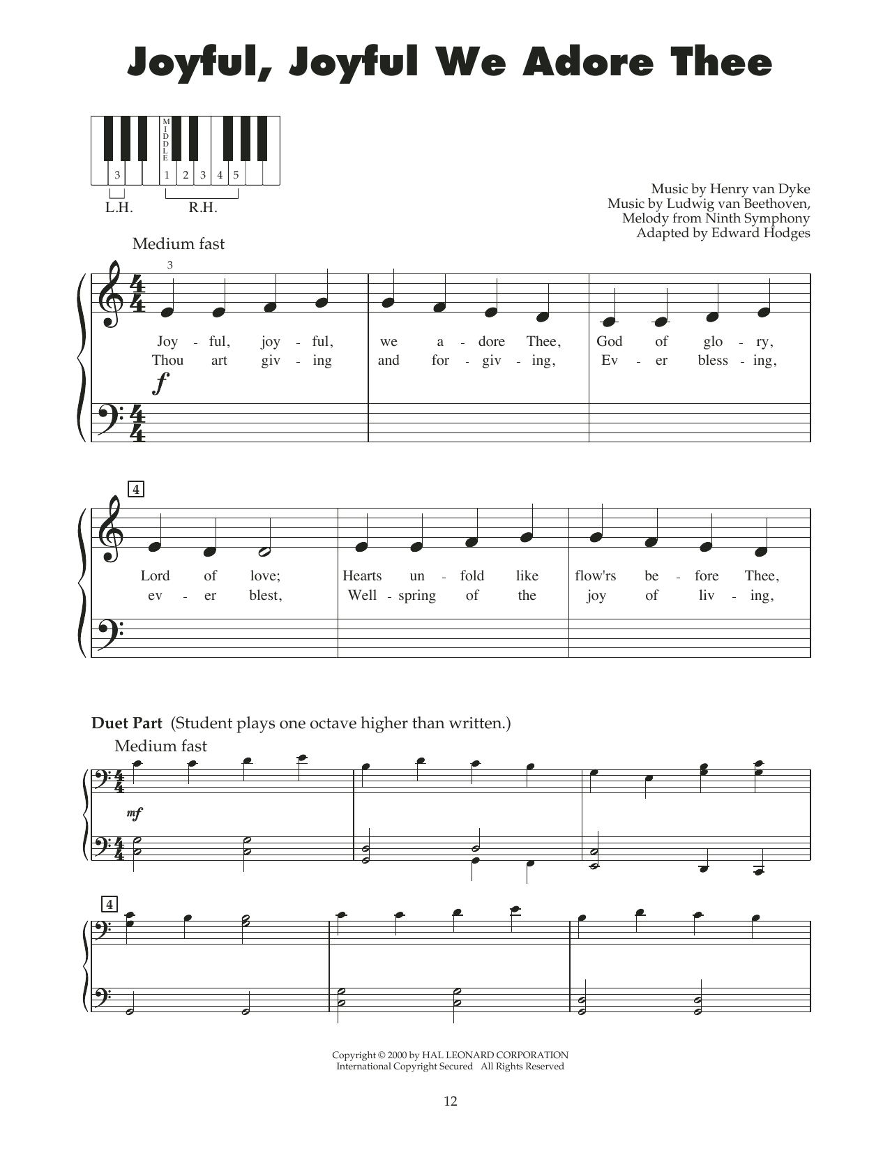 Ludwig van Beethoven Joyful, Joyful, We Adore Thee (arr. Carol Klose) sheet music notes and chords. Download Printable PDF.