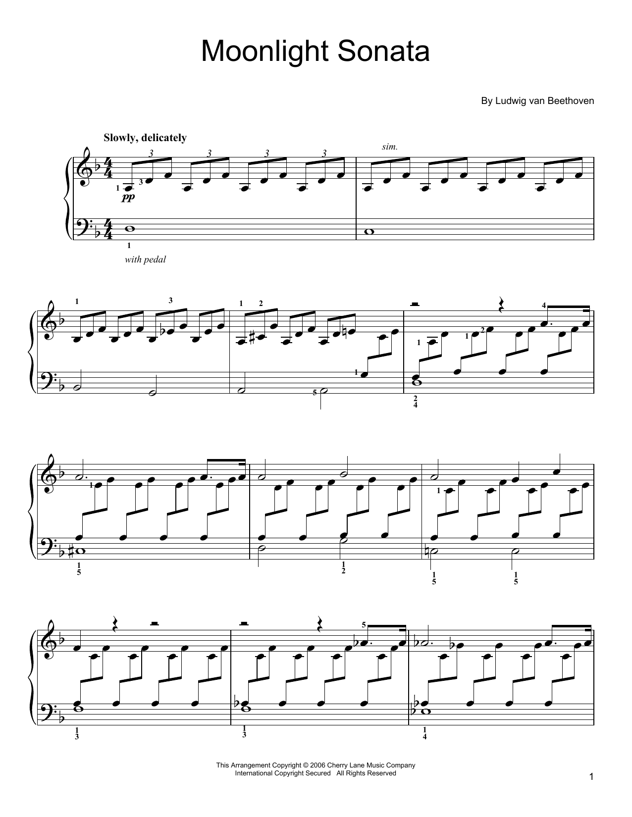 Ludwig van Beethoven Moonlight Sonata sheet music notes and chords. Download Printable PDF.