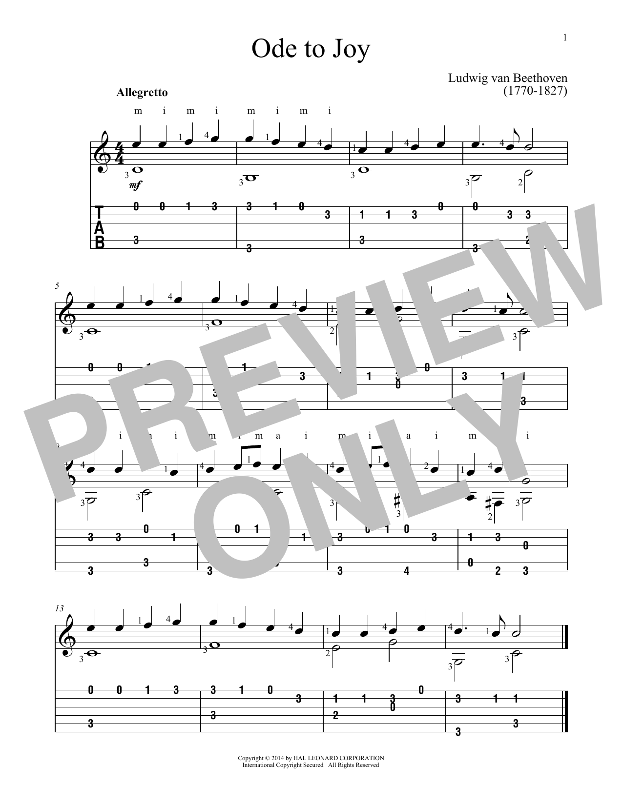 Ludwig van Beethoven Ode To Joy sheet music notes and chords. Download Printable PDF.