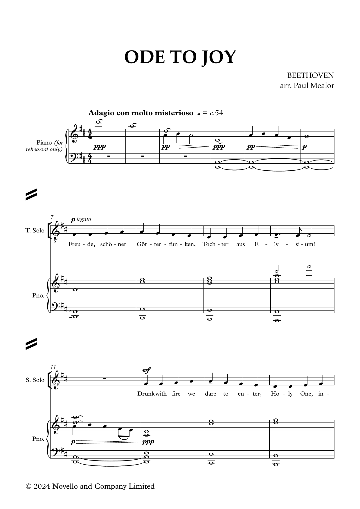 Ludwig van Beethoven Ode To Joy (arr. Paul Mealor) sheet music notes and chords arranged for Choir