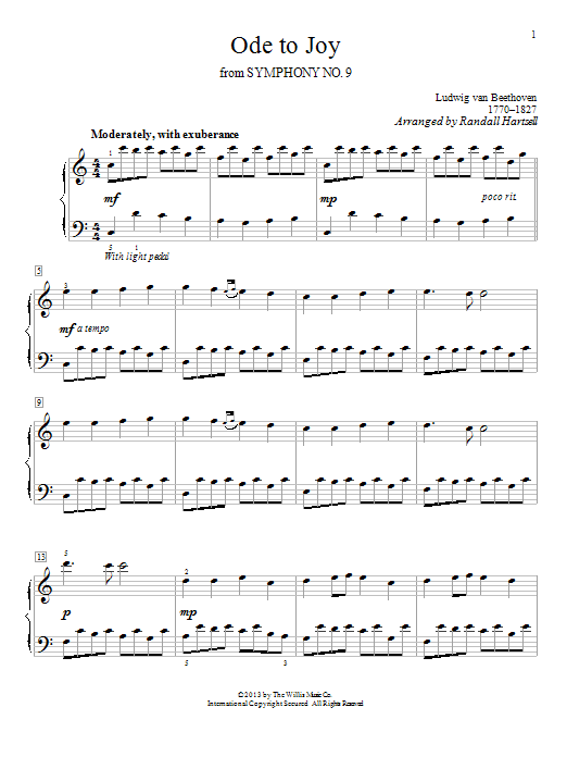 Randall Hartsell Ode To Joy sheet music notes and chords. Download Printable PDF.