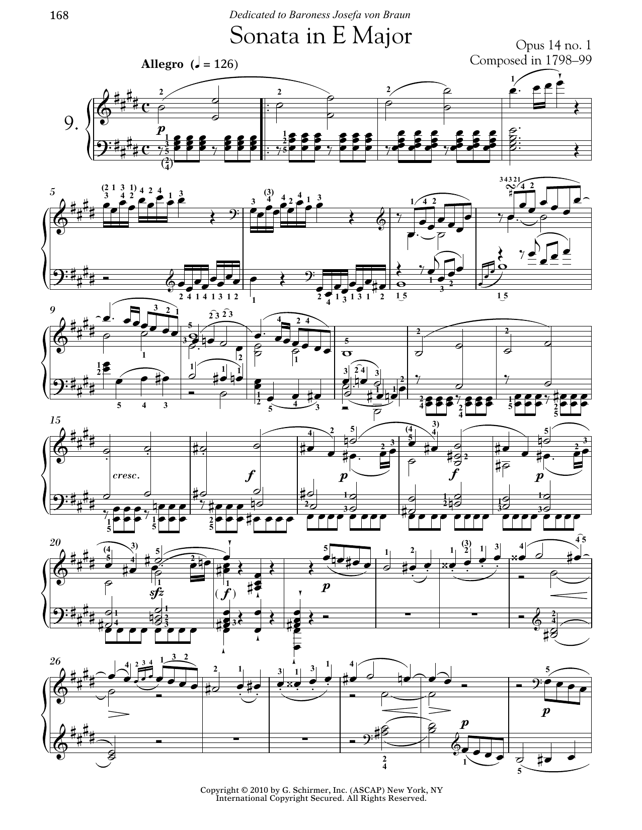 Ludwig van Beethoven Piano Sonata No. 9 In E Major, Op. 14, No. 1 sheet music notes and chords. Download Printable PDF.