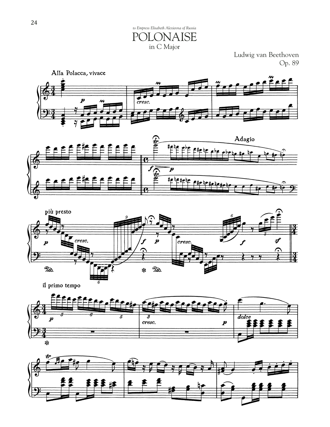 Learn to play Ludwig van Beethoven Polonaise, Op. 89 sheet music for Piano Solo in minutes. Price: 7.8900$ Ludwig van Beethoven Polonaise, Op. 89 sheet music notes and chords arranged for Piano Solo