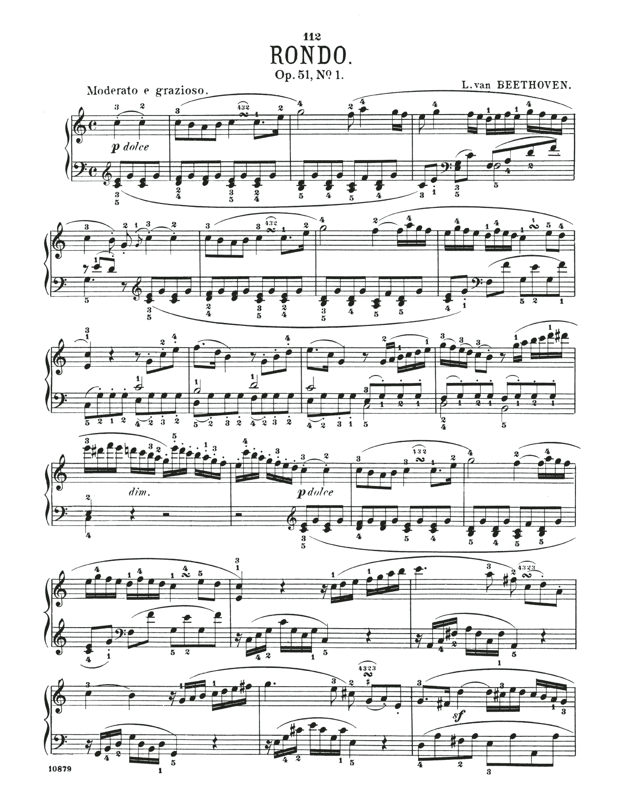 Ludwig van Beethoven Rondo In C Major, Op. 51, No. 1 sheet music notes and chords. Download Printable PDF.