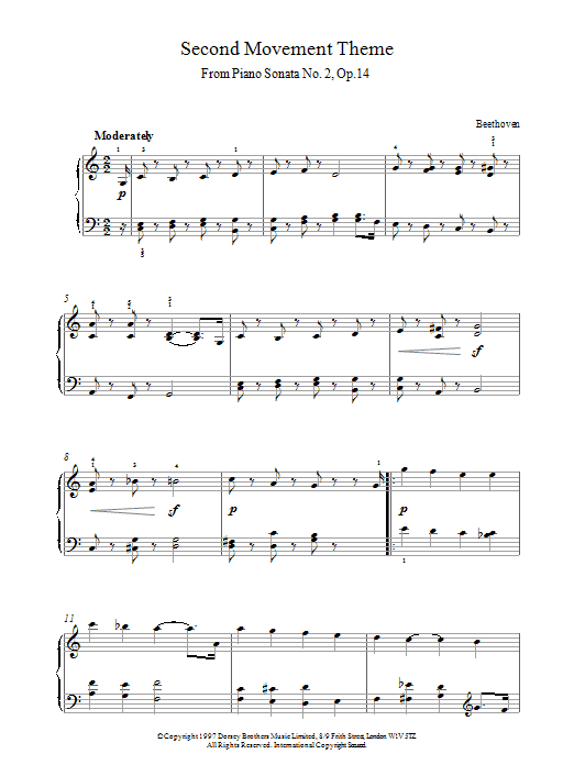 Ludwig van Beethoven Slow Movement Piano Sonata Op.2 No.14 sheet music notes and chords arranged for Piano Solo