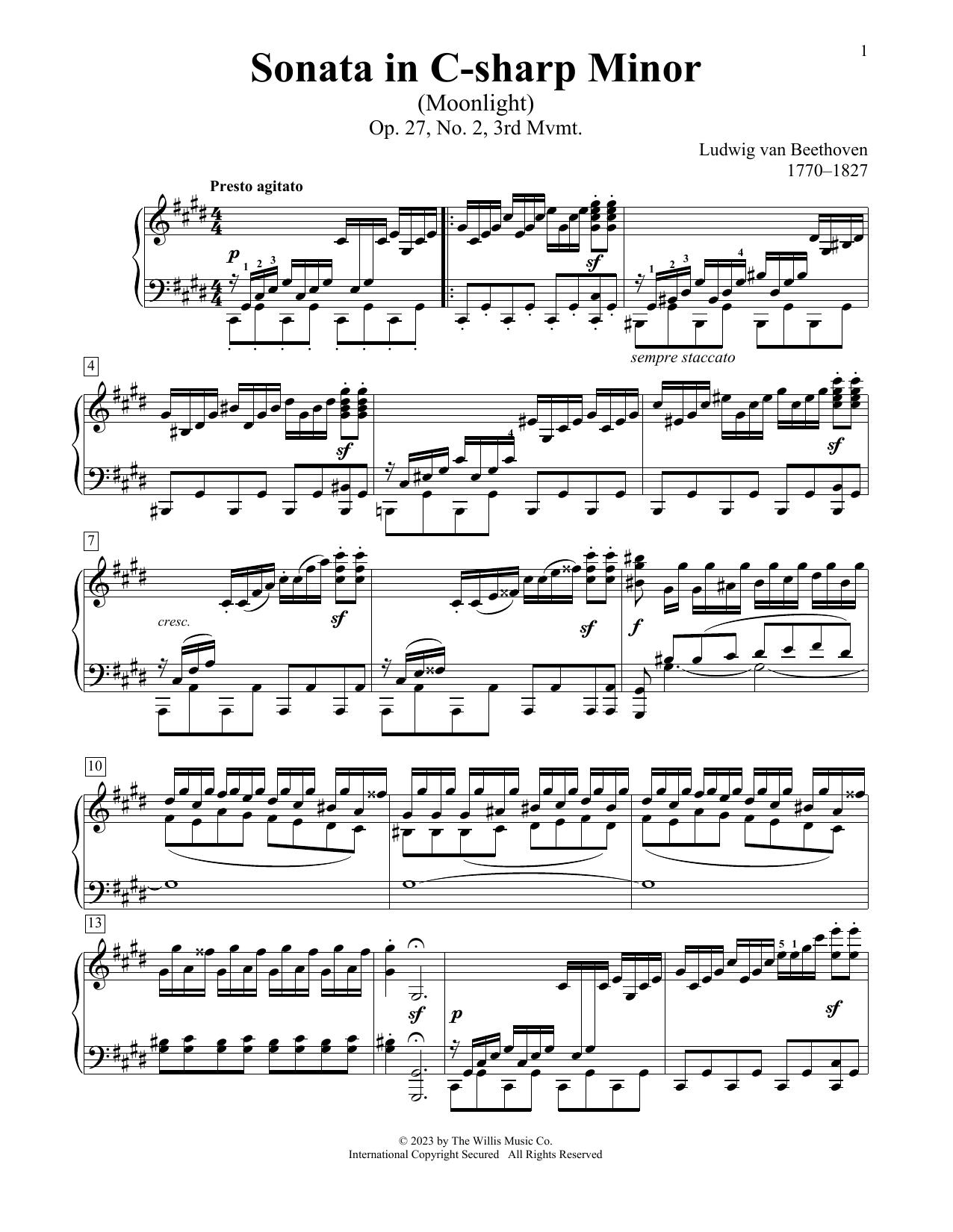 Ludwig van Beethoven Sonata In C-Sharp Minor 