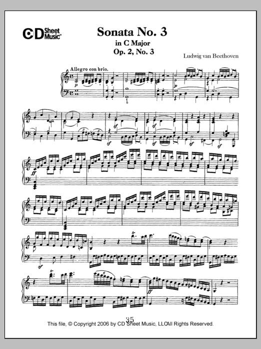 Learn to play Ludwig van Beethoven Sonata No. 3 In C Major, Op. 2, No. 3 sheet music for Piano Solo in minutes. Price: 6.9900$ Ludwig van Beethoven Sonata No. 3 In C Major, Op. 2, No. 3 sheet music notes and chords arranged for Piano Solo