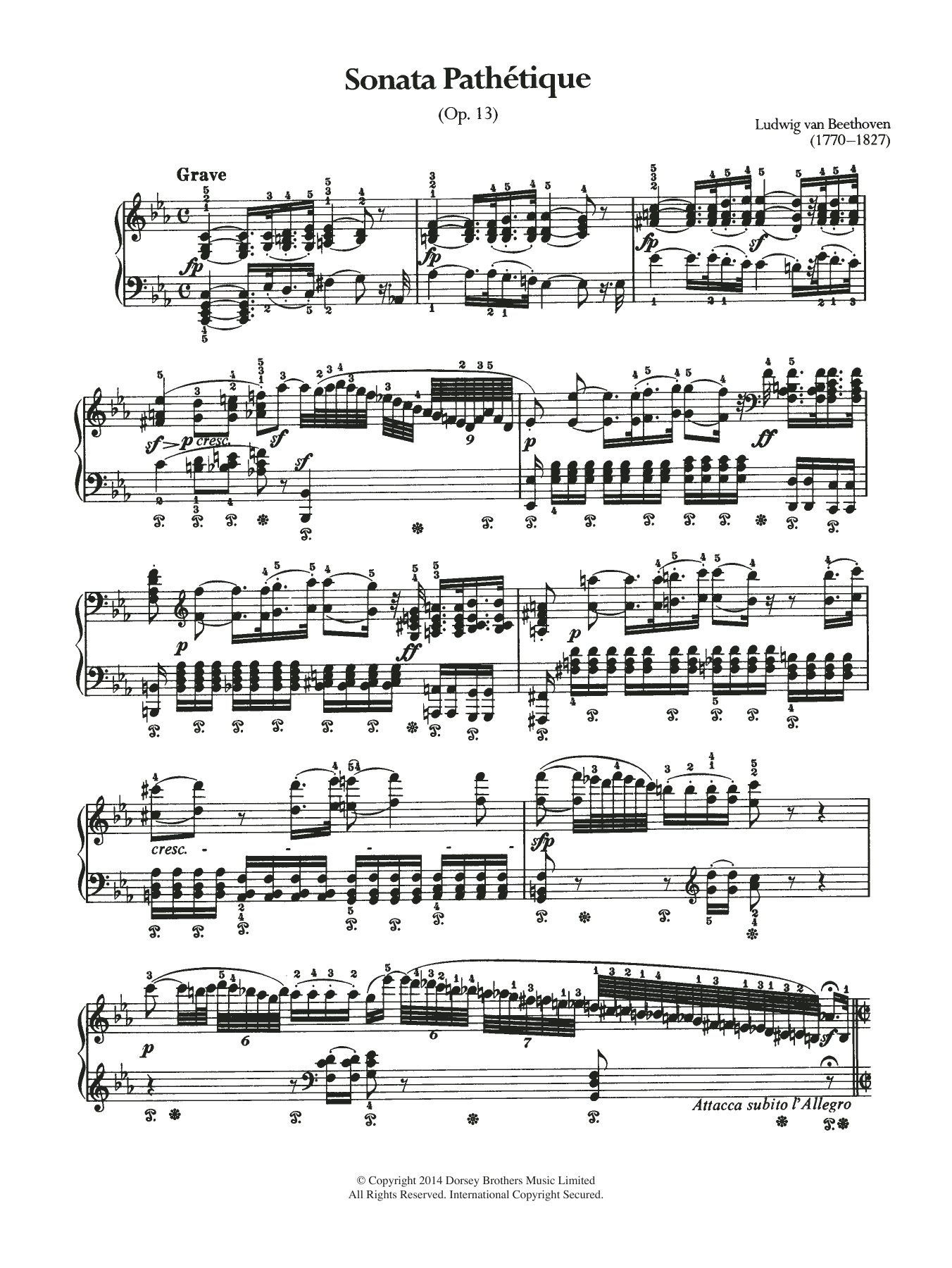 Ludwig van Beethoven Sonata Pathetique, Op.13 sheet music notes and chords. Download Printable PDF.