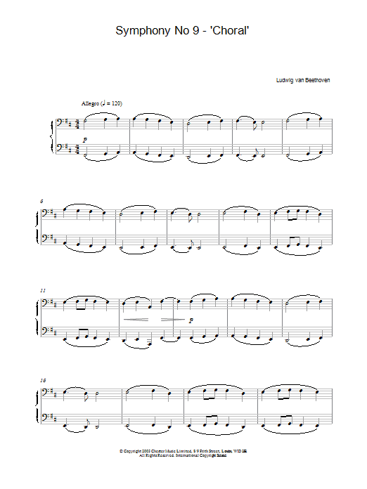 Learn to play Ludwig van Beethoven Ode To Joy from Symphony No. 9, Fourth Movement sheet music for Piano Solo in minutes. Price: 7.8900$ Ludwig van Beethoven Ode To Joy from Symphony No. 9, Fourth Movement sheet music notes and chords arranged for Piano Solo