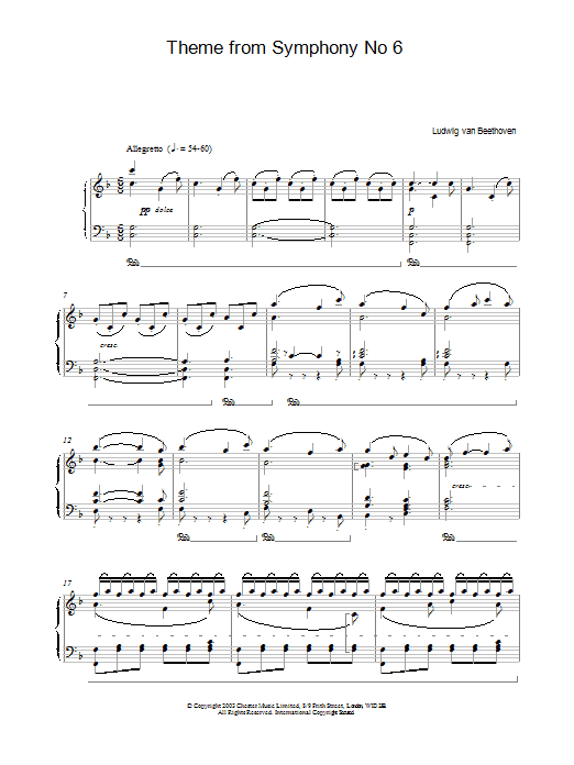 Ludwig van Beethoven Symphony No.6 (Pastoral), 5th Movement sheet music notes and chords arranged for Piano Solo