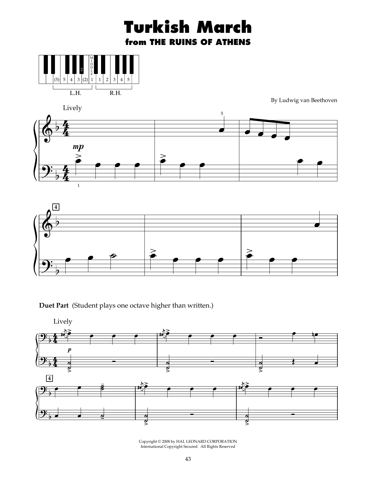 Ludwig van Beethoven Turkish March (arr. Carol Klose) sheet music notes and chords. Download Printable PDF.