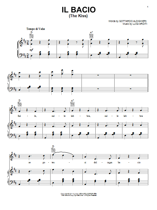 Luigi Arditi Il Bacio (The Kiss) sheet music notes and chords. Download Printable PDF.