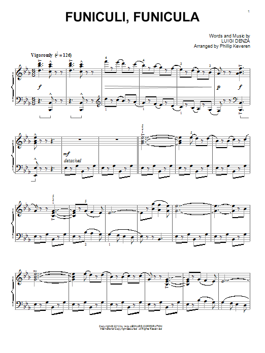 Learn to play Luigi Denza Funiculi Funicula sheet music for Piano Solo in minutes. Price: 7.8900$ Luigi Denza Funiculi Funicula sheet music notes and chords arranged for Piano Solo